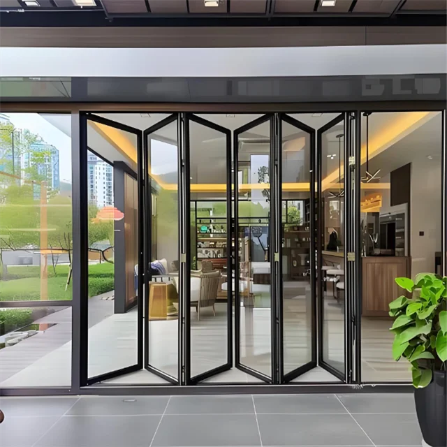 All-aluminum Folding Glass Doors, Available in Manual or Electric Operation,Featuring a Wide Viewing Area and Ultra-narrow Frame