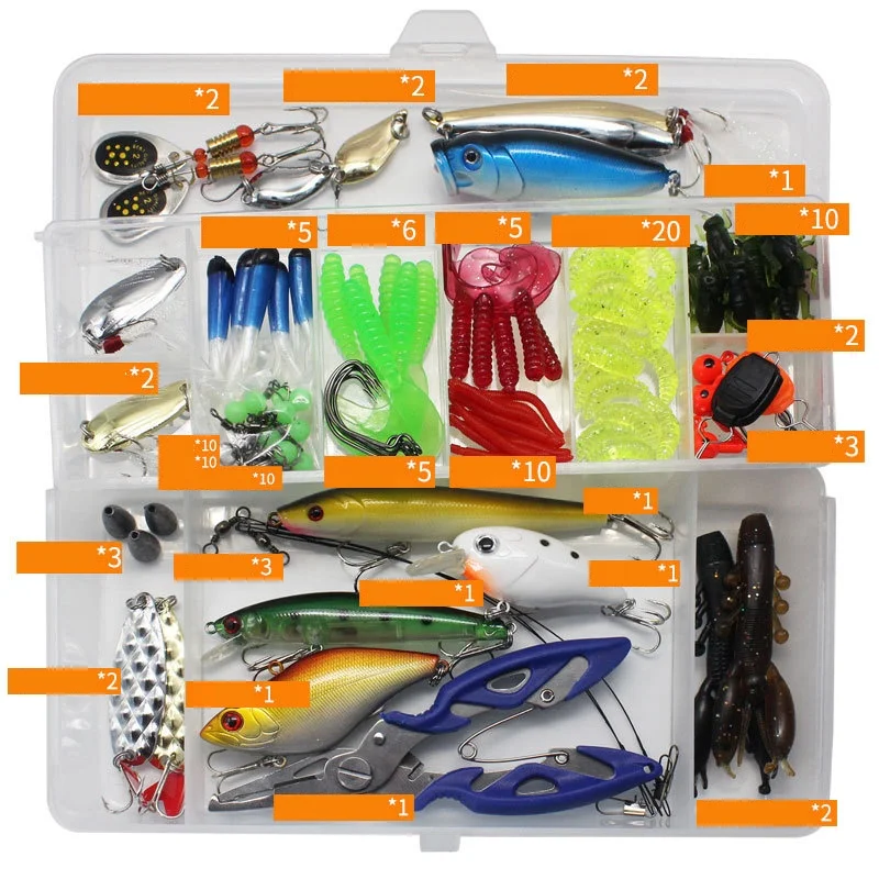 101PCS fishing gear set sequins spoon