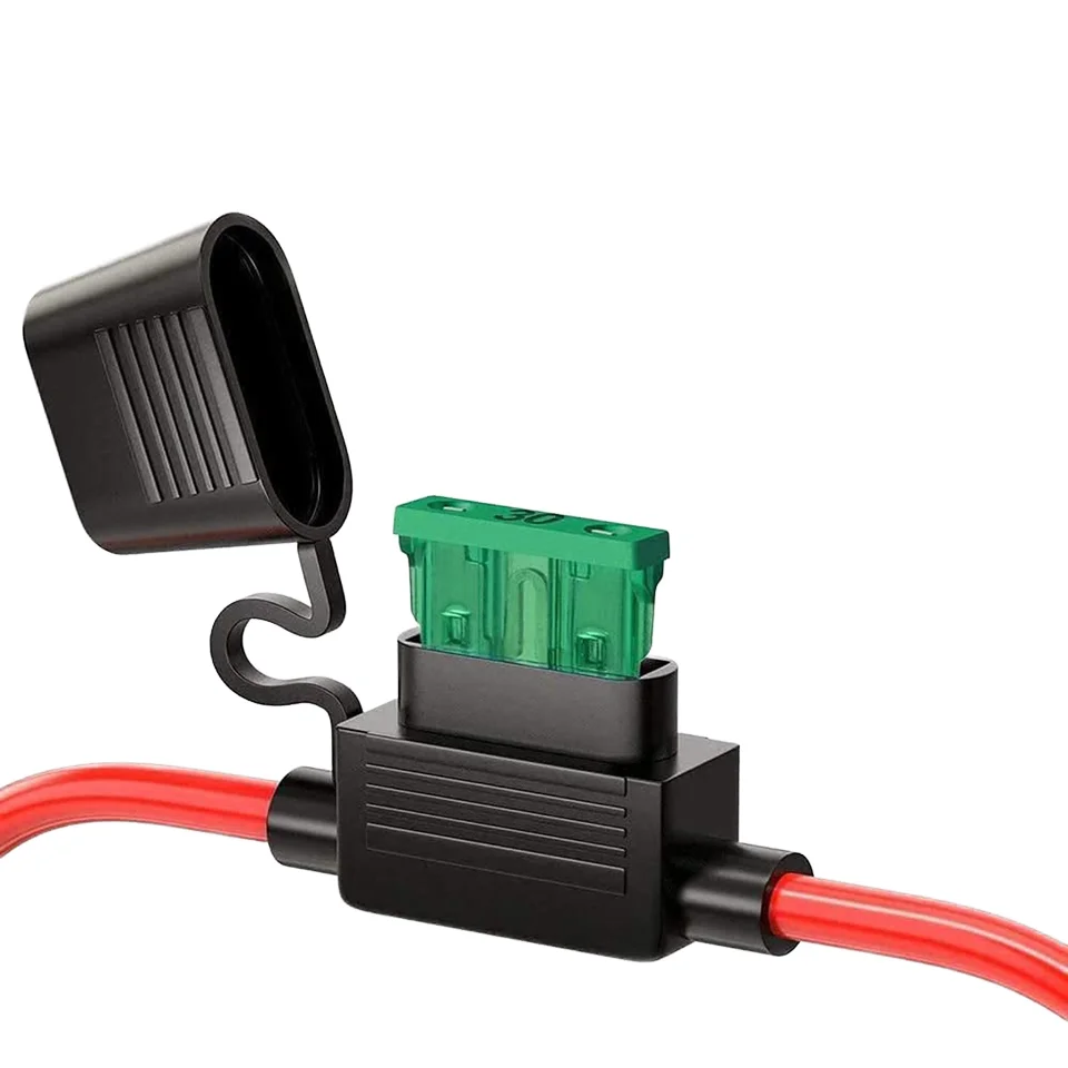 100-Pack 14 Gauge ATC In-Line Blade Fuse Holders With 1A-40A Fuses - 12V Waterproof