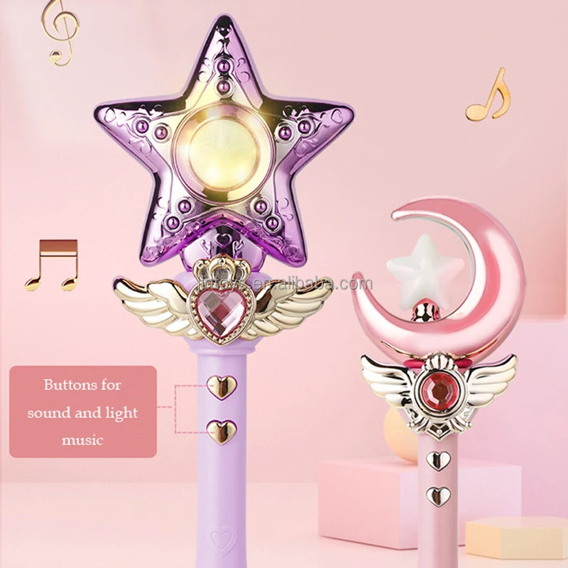 Jinming Beauty Toy Heart Shape Magic Stick Musical Plastic Flashing Stick Light Up Magic Wand