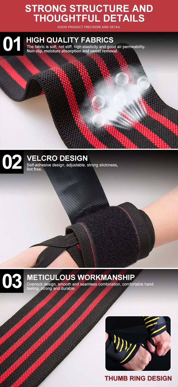 Hot Sale Powerlifting Wrists Fitness Safty Wrist Wraps Weight Lifting