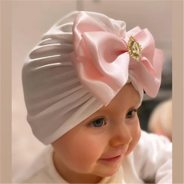 Wholesale Fancy Diamond Silk Elastic Baby Turban Cap