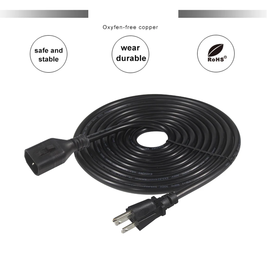 18awg 16awg 220v 10a Nema515p 3 Prong Us American Ac Iec C14 Extension