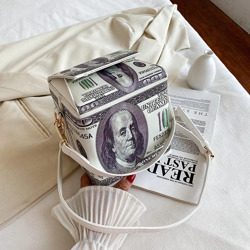 2025 New Design Hundred Dollar Currency Money Clutch Purse and Handbags  Fashion Women Box Shoulder Bag