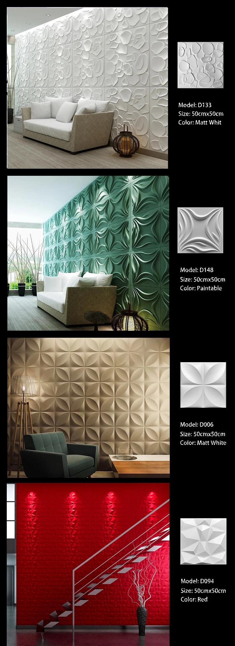 3D PVC Wall Panel - Modern Geometric Design for Indoor & Outdoor Use ...