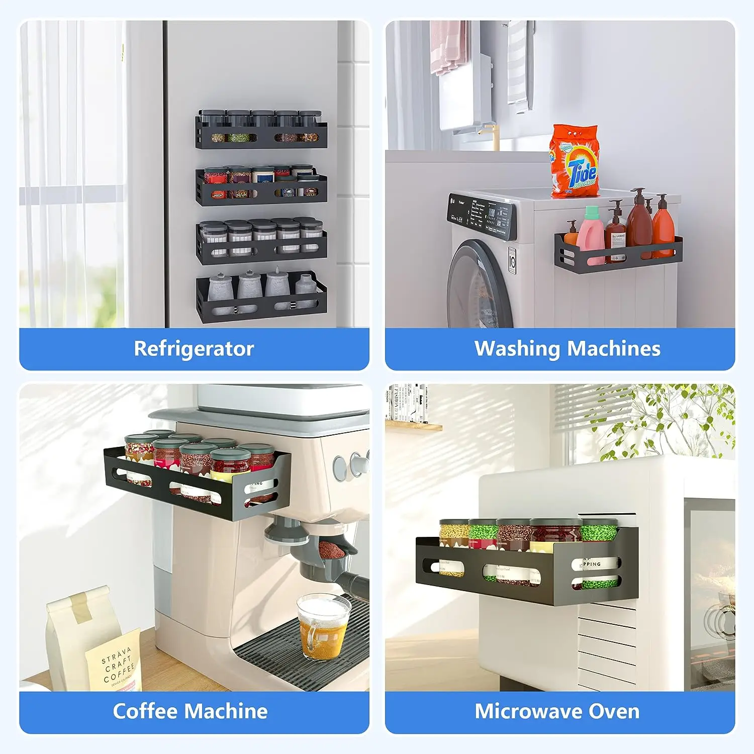 Magnetic Spice Rack Organizer For Refrigerator Hanging Spice Rack Wall ...