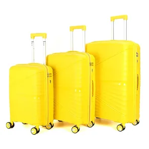 High Quality 3-Piece Set Simple Fashionable PP Luggage Suitcase Cloth Handle Luxury Travel Bags Durable 4-Wheel Front Open