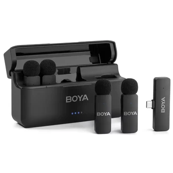 BOYA V4U Wireless Lavalier Microphone for iPhone 15 Android Type C Phone Smartphone Clip-On for Video Recording Podcast YouTube