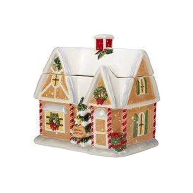 Керамическая канистра ручной работы высокое качество красивый Рождественский дом фарфоровые стеклянные контейнеры для печенья и конфет