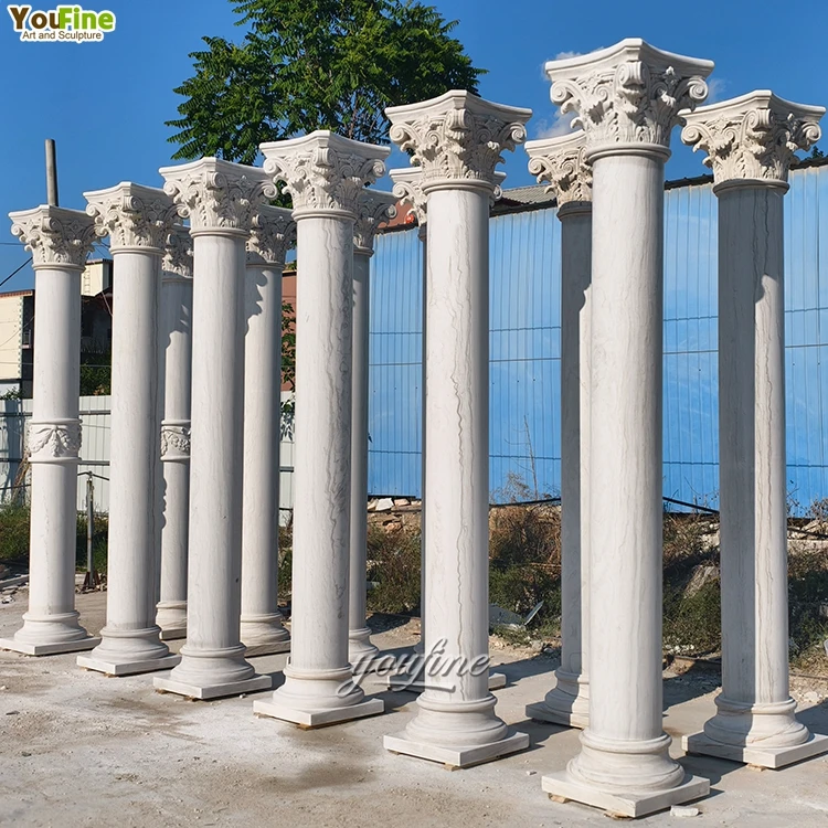 家のためのカスタマイズされた刻まれたローマの石の装飾的な柱