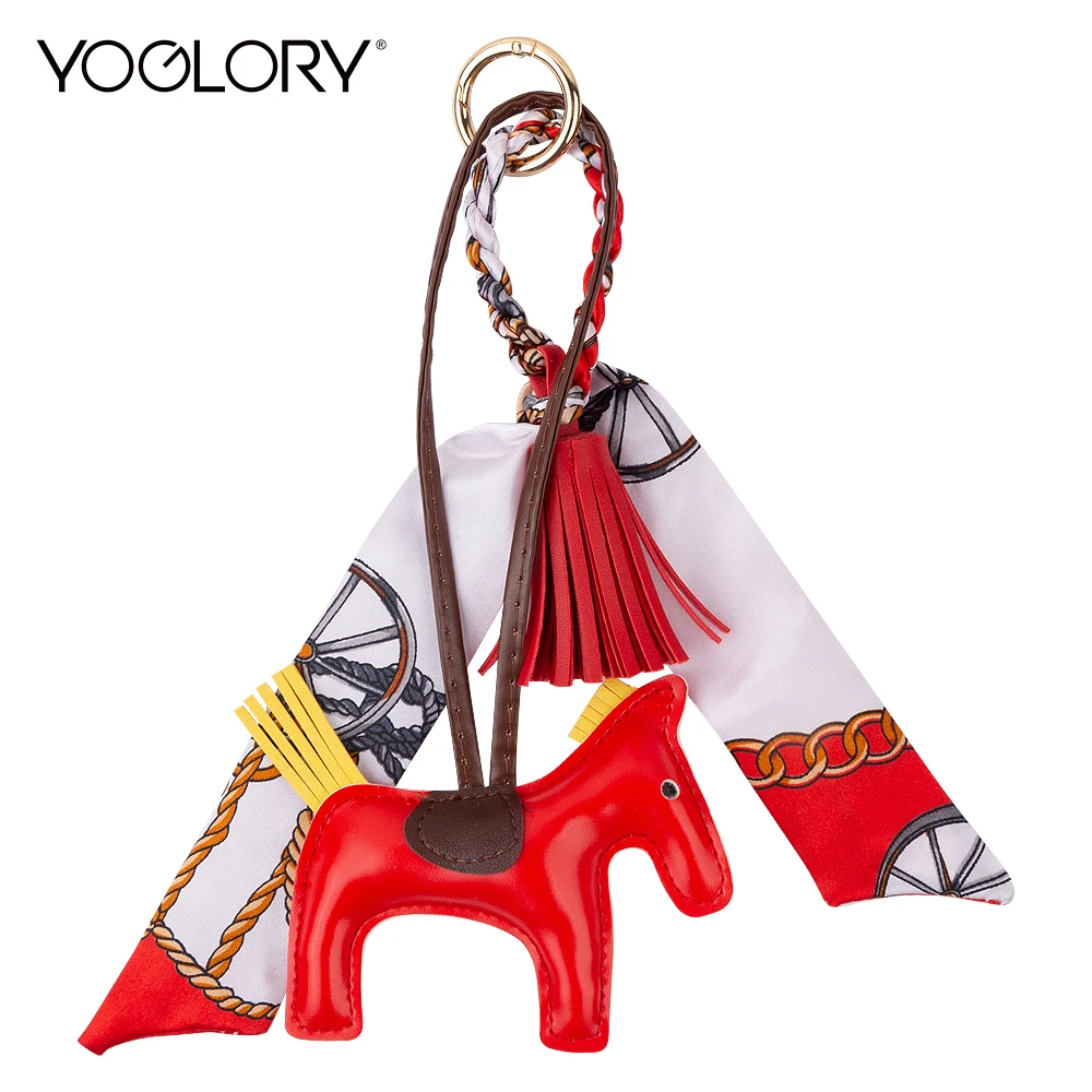 Luxury PU Leather Horse Y2K Bag Charm Shape Keychain Pendant for