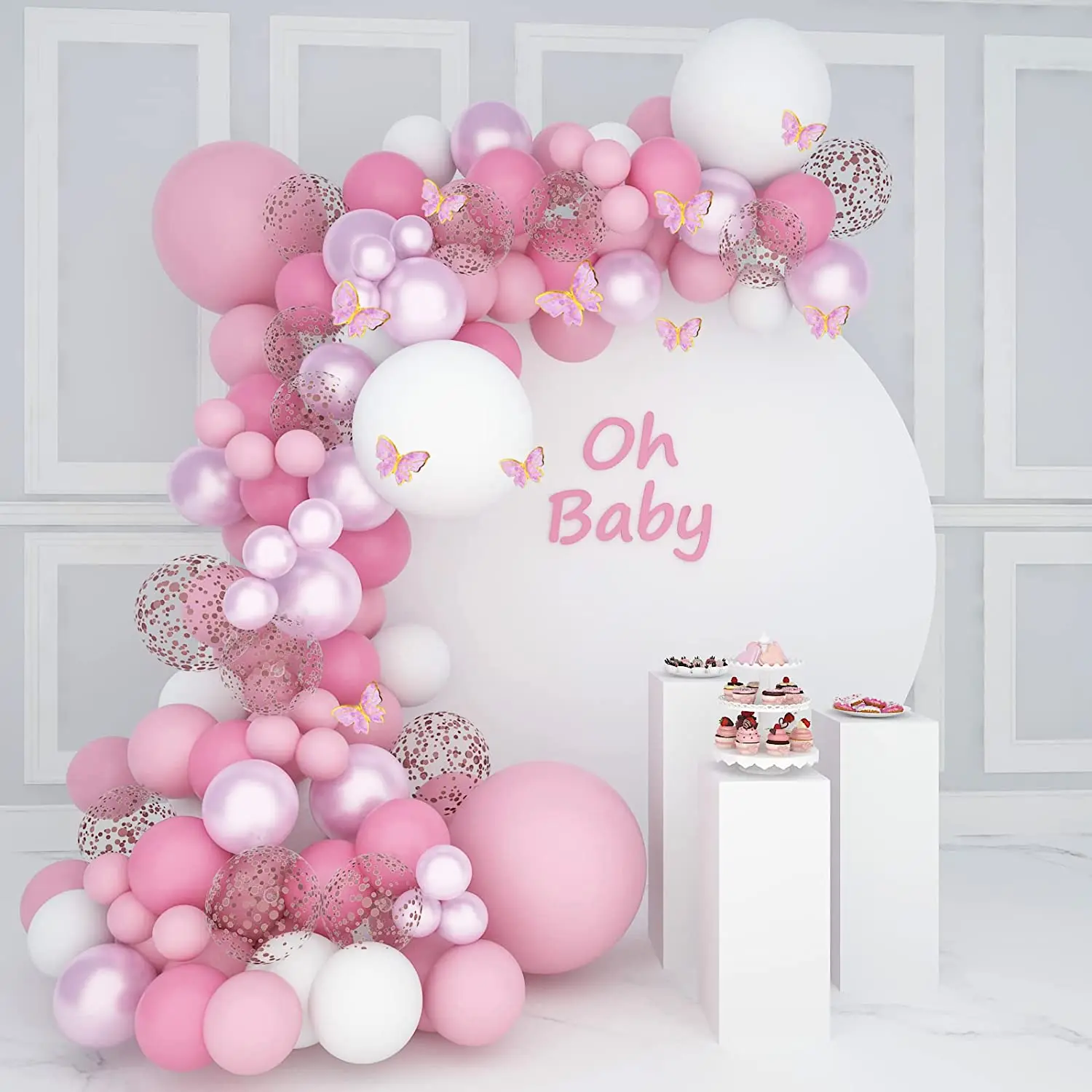 Source Décorations de Baby Shower pour fille rose papillon Kit de guirlande  de ballons pour fête d'anniversaire douche nuptiale on m.alibaba.com
