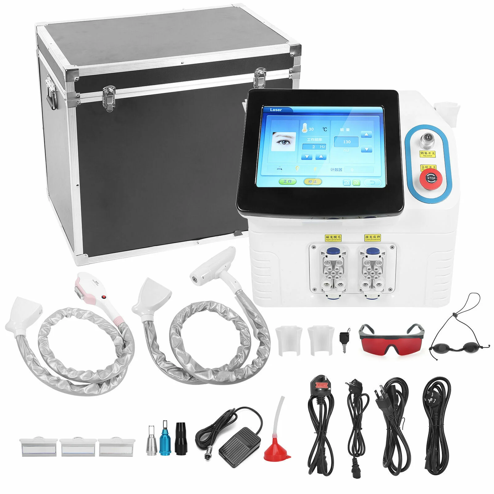 Portable 2 in 1 Q Switch IPL Hair Removal and Nd Yag Laser Pigmentation Tattoo Removal Machine for Women and Men