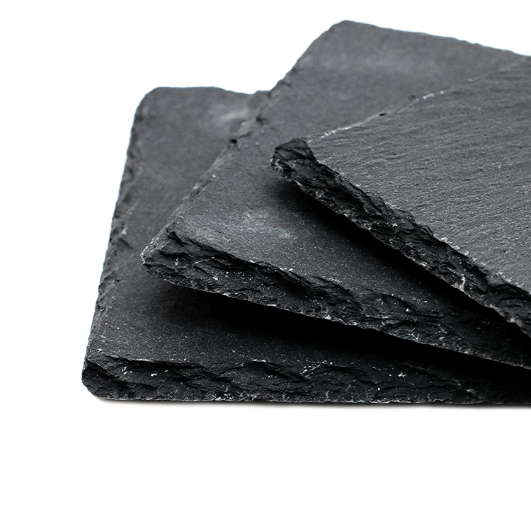 12 Pack 4 X 4 Inch Black Slate Stone Coasters Bulk Square