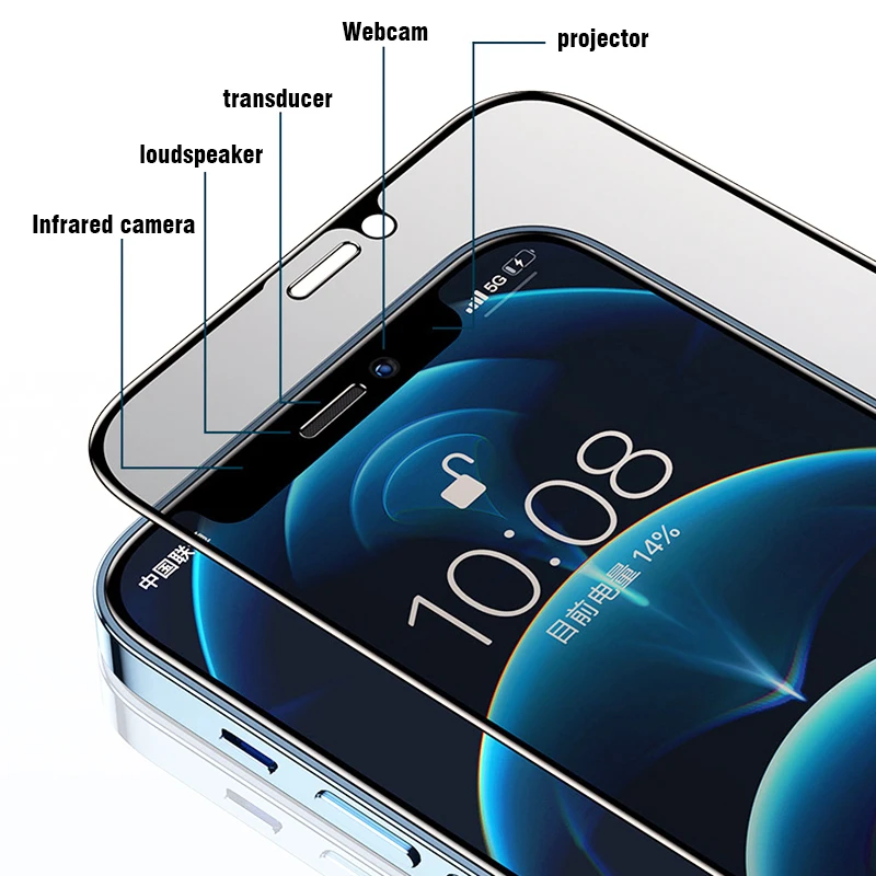 Xowo Privacy Cellphone Tempered Glass Screen Protectors For Iphone 14 13 12 11,3d Full Cover