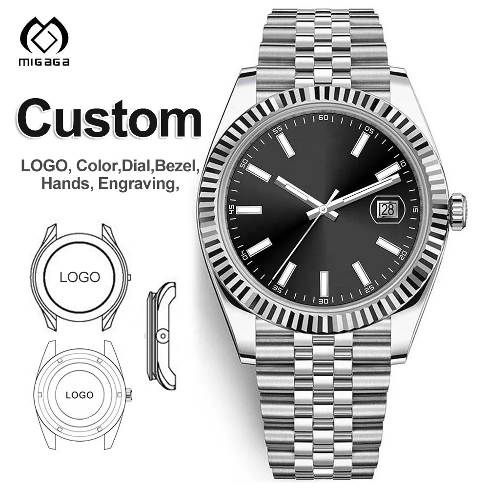 Custom Super Luminous Automatic Diver Watch for Men Classic Wrist Watches Japan Day and Date Pearl Dial Automatic Watch
