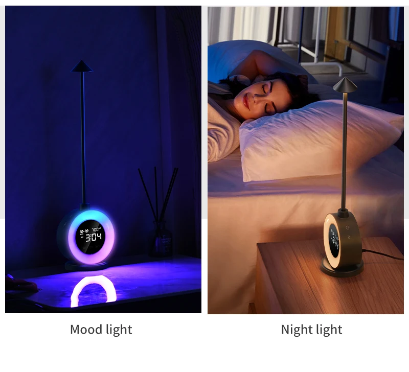 product dual alarm clock wake up light natural sound adjustment touch dimming timer night light portable bedside led mood table lamp-45