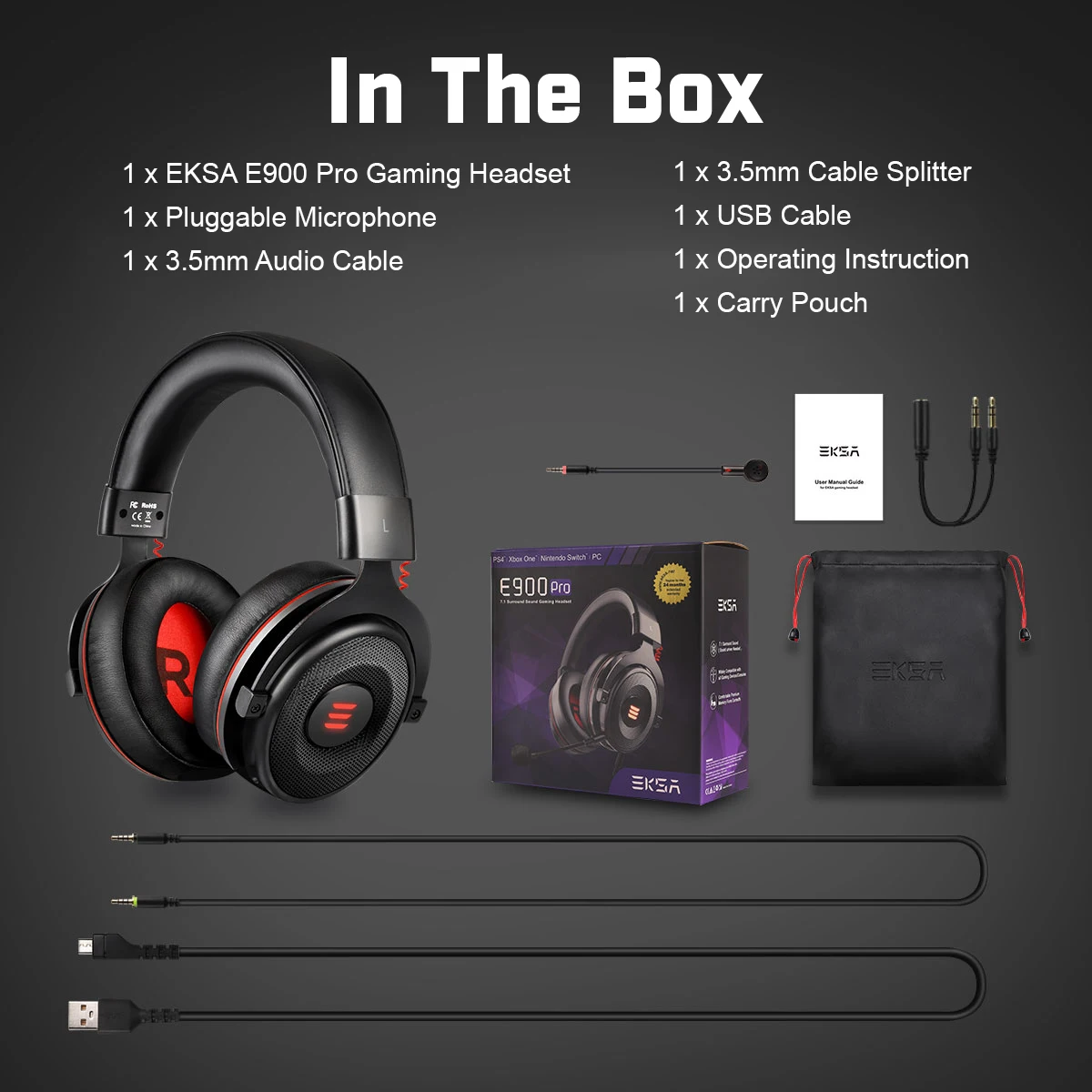 Eksa E900 Pro Gaming Headset Gamer 7.1 