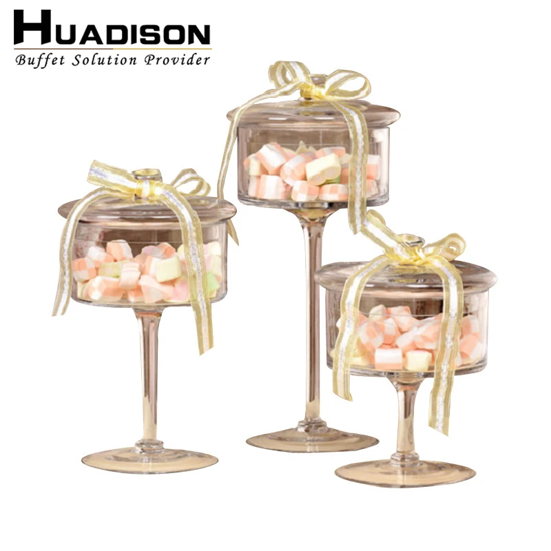 Huadison Catering Equipment Luxury Wedding Decorations showcase Dessert Riser Banquet Buffet Display Glass Stand for Party