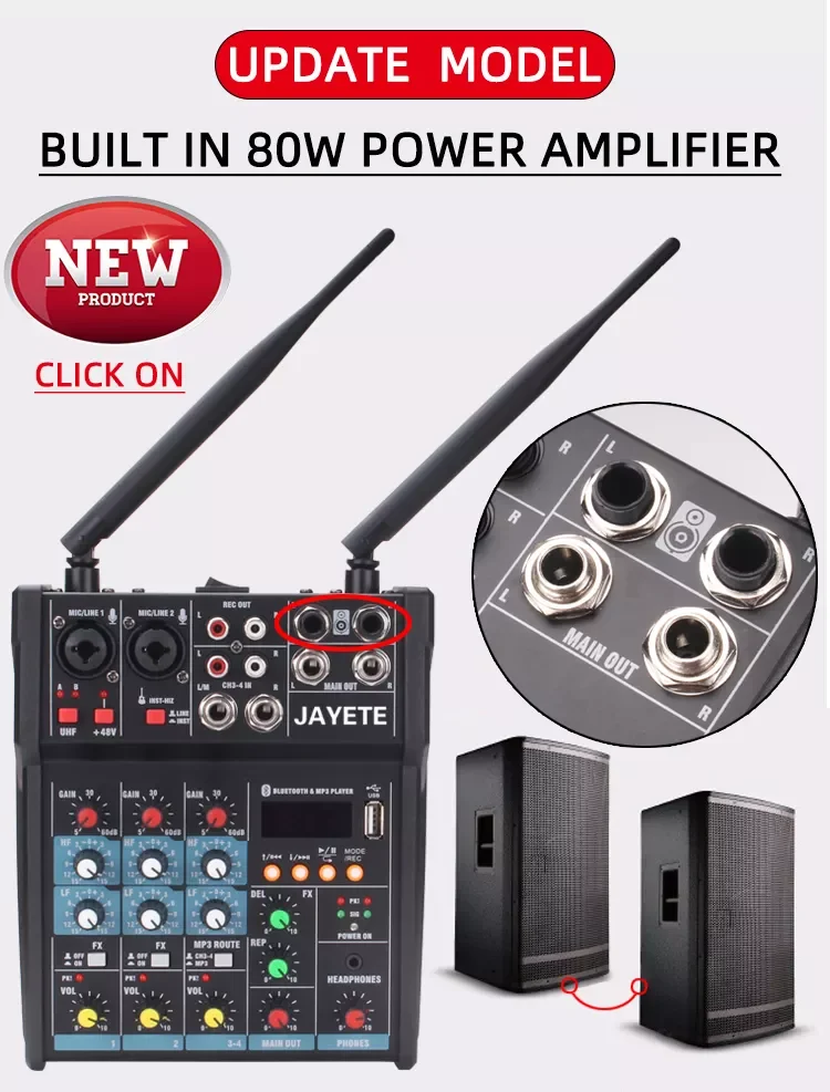 New Design Professional Buildin 48v Phantom Power 4 Channel Usb Audio