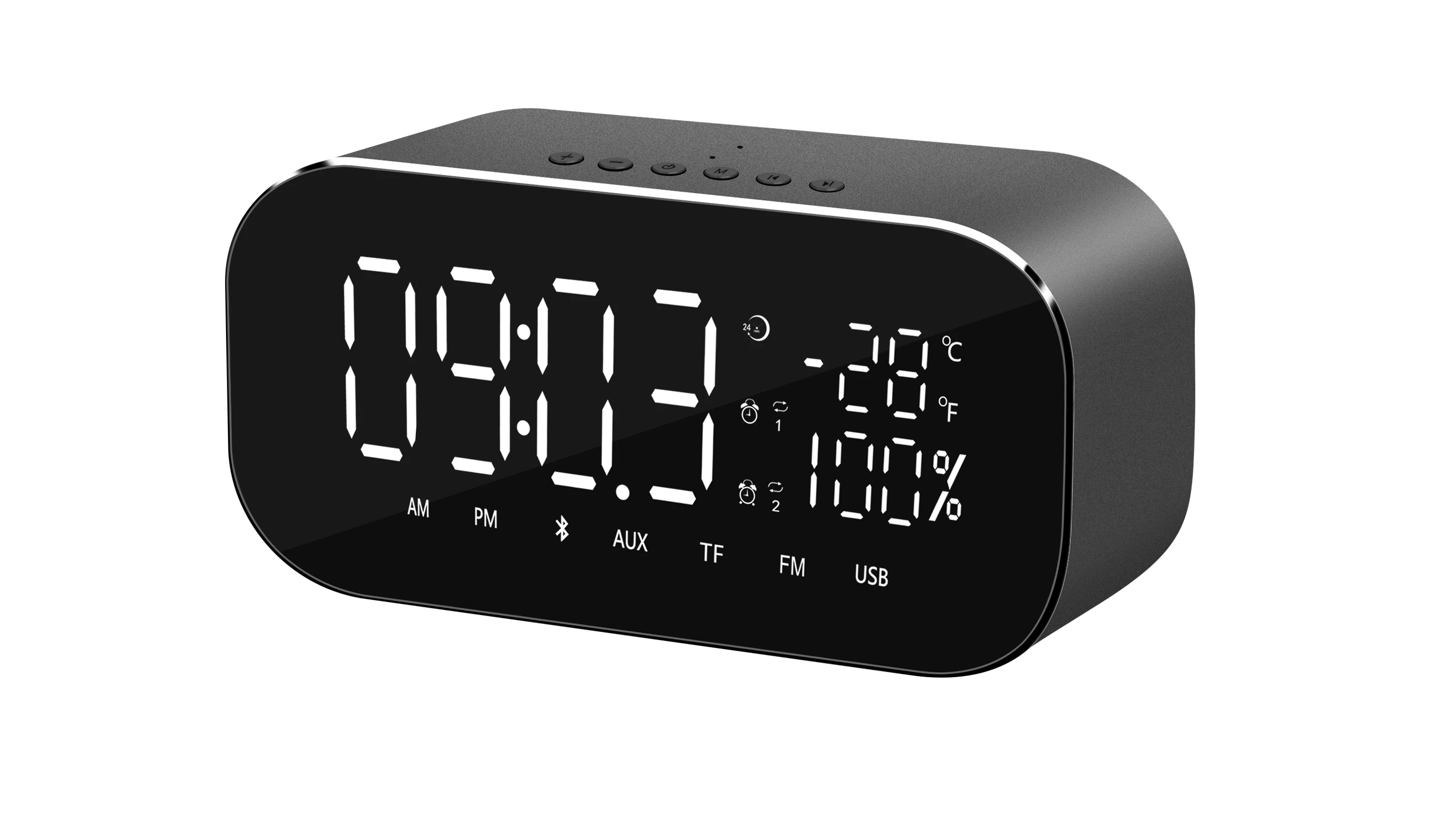 Mini Portable Bluetooth Speaker  Alarm Clock FM Radio Speaker with TF Card and U Disk