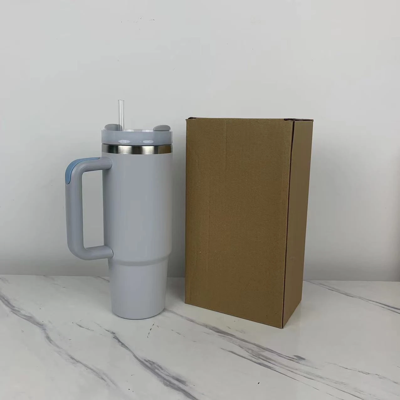 40oz Tumbler With Folding Straw Reusable Stainless Steel Water Bottle