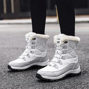 Wholesale Fashion Winter Outdoor Travel Waterproof Anti Slip Thickened Warm High Top Mid Length Snow Boots for Women