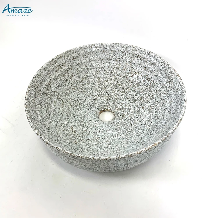 High quality artificial stone bathroom vanity sink countertop washbasin round wash hand basin details