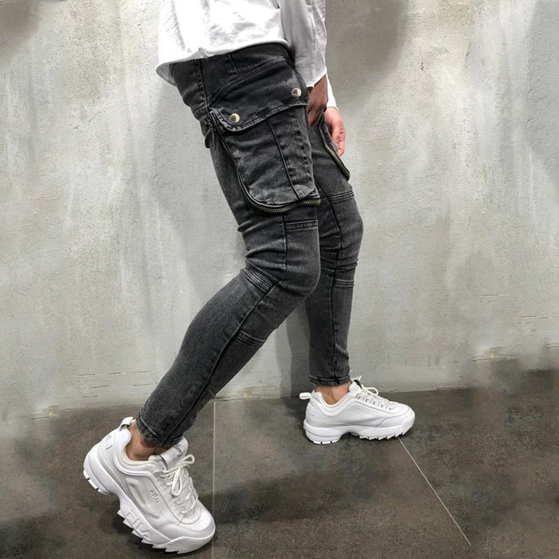 Factory Custom High Quality Casual Pocket Washed Ripped Men Denim Jeans Trousers