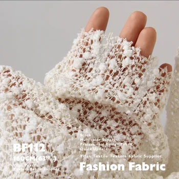 Designer Fabric 3D Snowball Texture Knitted Mesh Embroidered Jacquard Fabrics For Clothing Dress Outerwear DIY Wall Covering