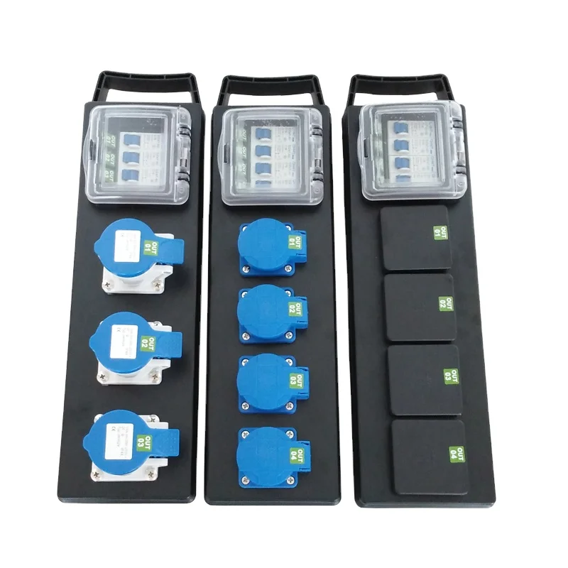 Customized European Power Output Electricical Wall Mounted Strip Style Portable Power Distribution Board Box 63A Equipment
