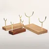 Dark solid wood gold double-forked 2-hole base