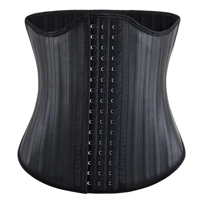 Back Shorter Rubber Corset Smooth Latex Waist Cincher Girdle Compression Tummy Control 25 Steel Bones Waist Trainer for Women