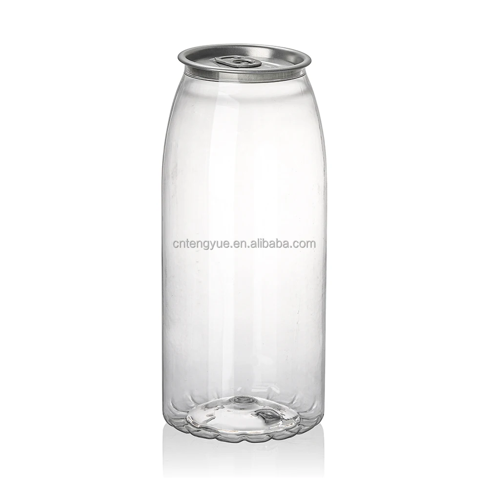저렴한 도매 맞춤형 로고 PET 캔 250-700ML 식품 등급 투명 용기 (주스, 탄산음료용), 알루미늄 밀봉 뚜껑 포함 ...