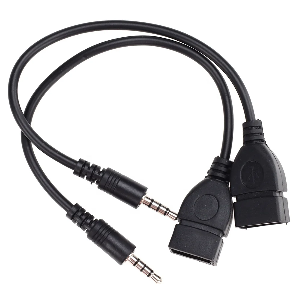 Black Male Audio AUX to USB Female OTG Adapter Car Aux