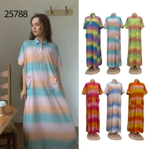 Wholesale New Fashion Ladies Summer Pocket Casual Lapel Short Sleeve Breathable Dress