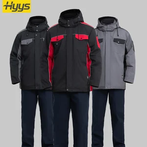 Custom Tear-Resistant Outdoor Winter Heavy Work Clothes Coat with Reflective Windproof Hooded Workwear Jackets for Men