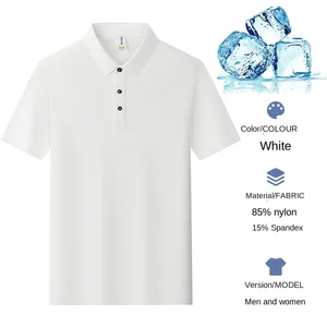Custom LOGO Real Ice Silk T-Shirt Quick-Drying Seamless Short Sleeve for POLO Advertising Team Work Clothes with Solid Pattern