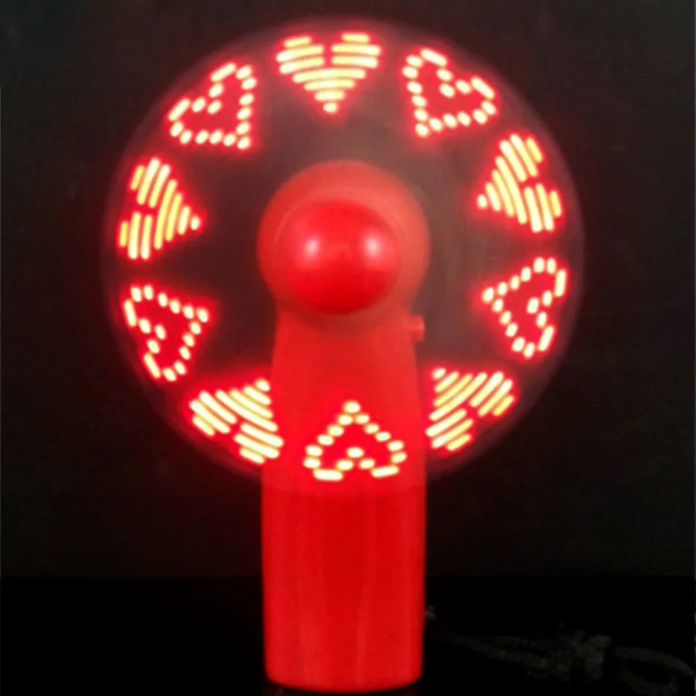 Led Custom Message Mini Handheld Fan Electric Led Light up Fan Programmable Led Flashing Message Mini Fan