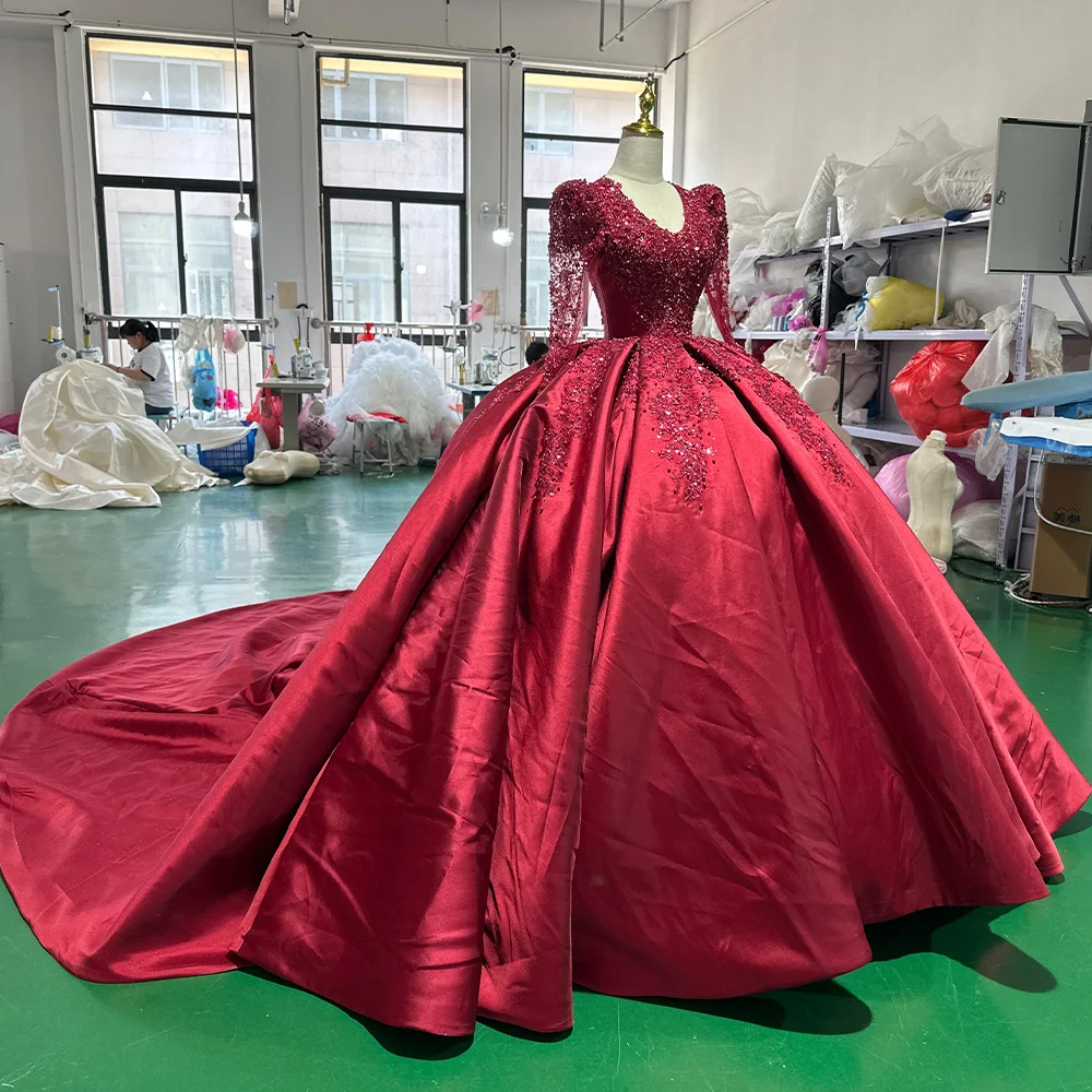 strapless open back dress Red&Ivory Tulle Ball Gown Wedding Dresses Backless vestido de noiva –  loveangeldress main image 0