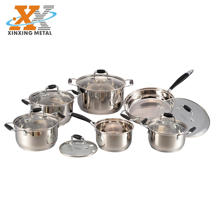 Factory Price Kitchen Ware Set Non Stick Cookware 12PCS Stainless Steel Cookware Set