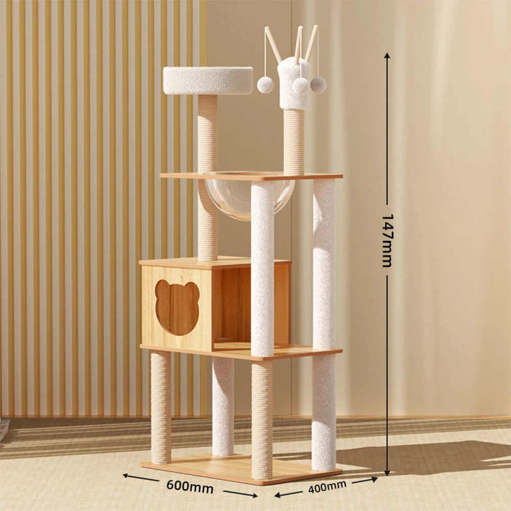 Factory Direct Hoopet Tall Large Scratching Post Wooden Cat House Tree