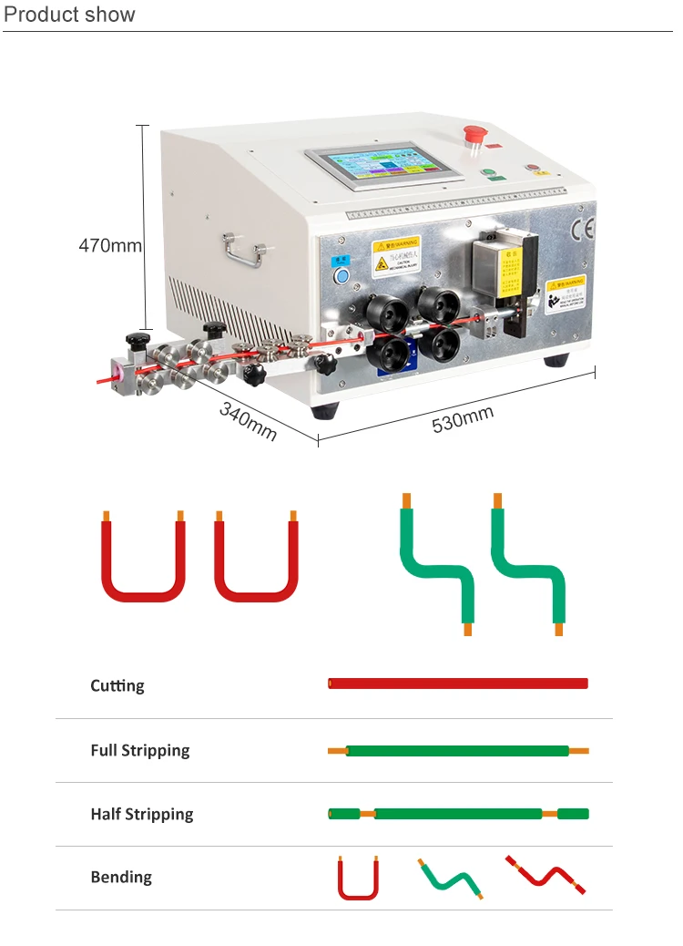 EW-08B Small Diameter Hard BVV Wire a Conductor Copper Cable Stripping and 2d Bending Machine