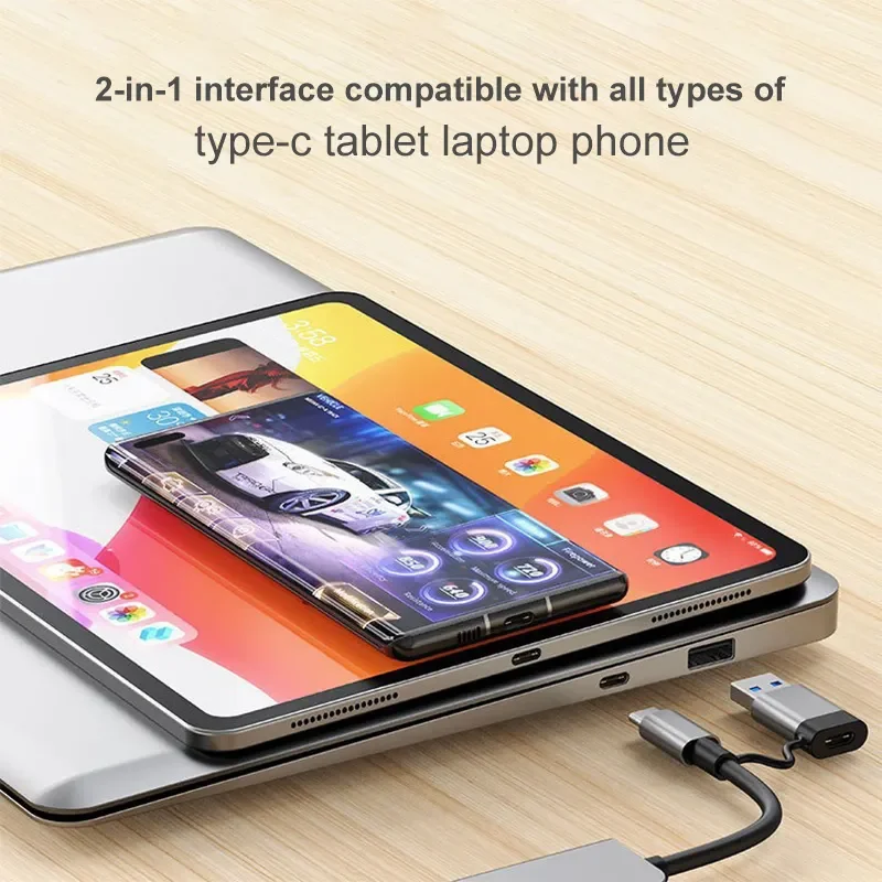 7 In1 USB C Port Hub Aluminum 7 in 1 Multiport USB Extender Splitter Hub with Multiple USB Ports Portable Docking Station