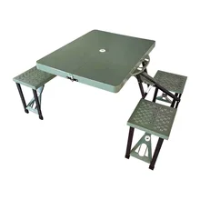 Multi Functional Folding Table with 4 Chairs, Camping Table and Chair Set, Aluminum Picnic Table