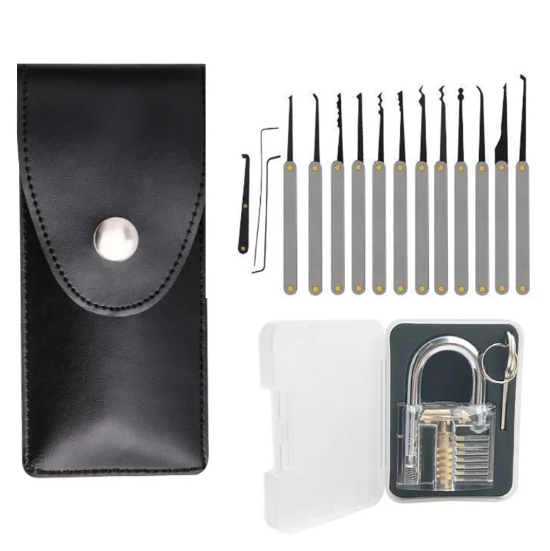 GOSO 12pcs Hook Picks Titanium Lock Pick Sets Broken Key Tools and Transparent Practice Protection Padlock Locksmith Tool