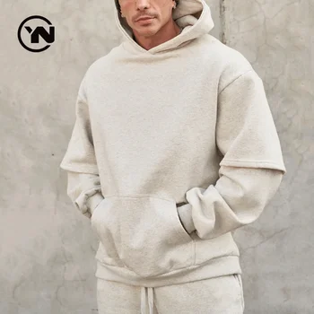 Custom 500 gsm Brand Men's Blank Plain Hoodie 100% Cotton Oversize Unisex Heavyweight Hoodies