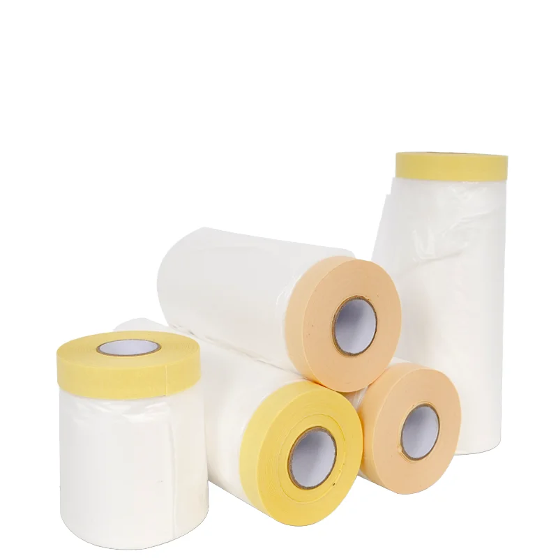 Customizable Pre-Taped PE Paint Masking Film Soft and Dustproof with Translucent Feature