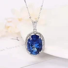 Wholesale Price 925 Silver Gemstone Jewelry Tanzanite Blue 12x16mm Natural Topaz Pendant Necklace
