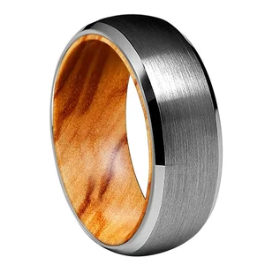 Coolstyle Jewelry Wholesale 8mm Natural Olive Wood Insert Tungsten Carbide Ring for Men Women Fashion Engagement Wedding Band